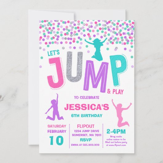 Trampoline Partij bij de uitnodigingen van de Jump (Voorkant)