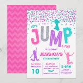 Trampoline Partij bij de uitnodigingen van de Jump (Voorkant / Achterkant)