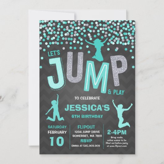 Trampoline Partij bij de uitnodigingen van de Jump (Voorkant)