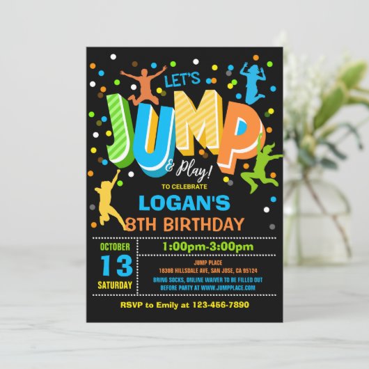 Trampoline Partij bij de uitnodigingen van de Jump (Staand voorkant)