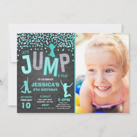 Trampoline Partij bij de uitnodigingen van de Jump (Voorkant)