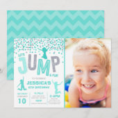 Trampoline Partij bij de uitnodigingen van de Jump (Voorkant / Achterkant)