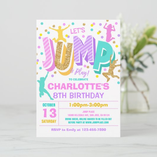 Trampoline Partij bij de uitnodigingen van de Jump (Staand voorkant)