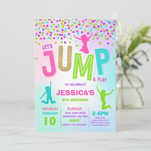 Trampoline Partij bij de uitnodigingen van de Jump (Staand voorkant)