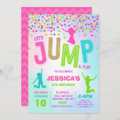 Trampoline Partij bij de uitnodigingen van de Jump (Voorkant / Achterkant)