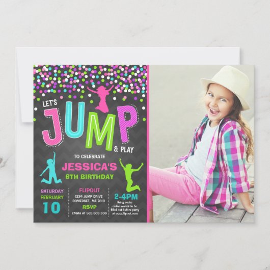 Trampoline Partij bij de uitnodigingen van de Jump (Voorkant)