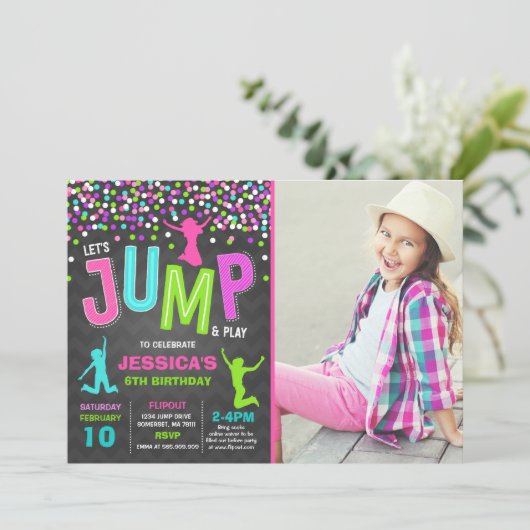 Trampoline Partij bij de uitnodigingen van de Jump (Staand voorkant)