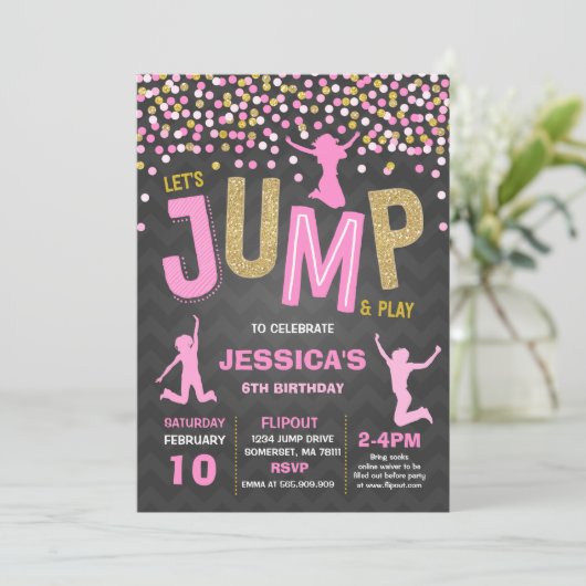 Trampoline Partij bij de uitnodigingen van de Jump (Staand voorkant)