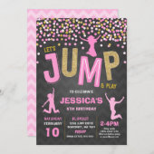 Trampoline Partij bij de uitnodigingen van de Jump (Voorkant / Achterkant)