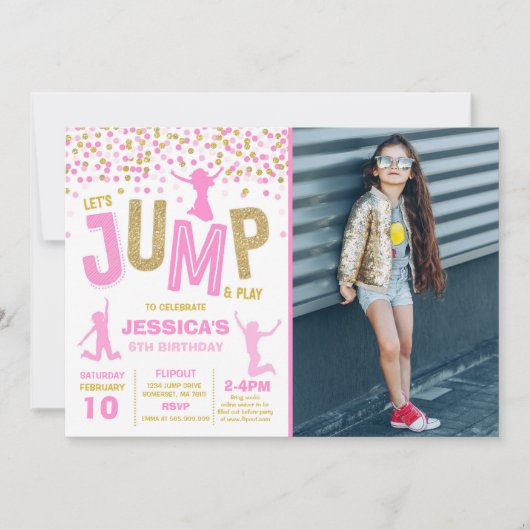 Trampoline Partij bij de uitnodigingen van de Jump (Voorkant)