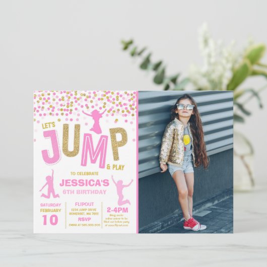 Trampoline Partij bij de uitnodigingen van de Jump (Staand voorkant)