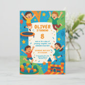 Trampoline Party Fun – Jump Verjaardag Kaart (Staand voorkant)