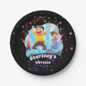 Trampoline Party Jump Kids Birthday Stars Paper Papieren Bordje (Voorkant)