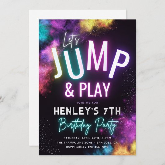 Trampoline Party-uitnodiging | Partij voor de Vred Kaart (Voorkant / Achterkant)