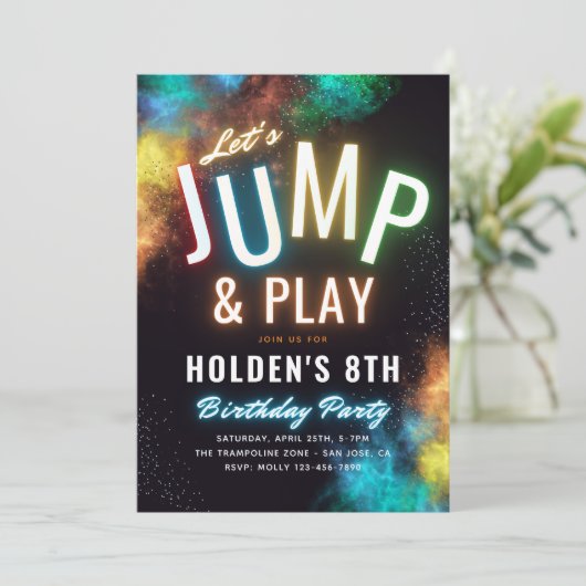 Trampoline Party-uitnodiging | Partij voor de Vred Kaart (Staand voorkant)