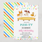 Trampoline spring kat hond feestje thema kaart (Voorkant / Achterkant)
