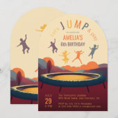 Trampoline Springen en Spelen Retro Kids Verjaarda Kaart (Voorkant / Achterkant)