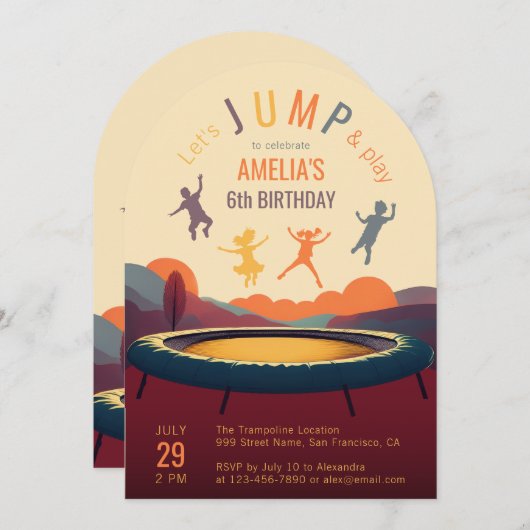 Trampoline springen en spelen Retro Kind verjaarda Kaart (Voorkant / Achterkant)