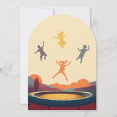 Trampoline springen en spelen Retro Kind verjaarda Kaart (Achterkant)