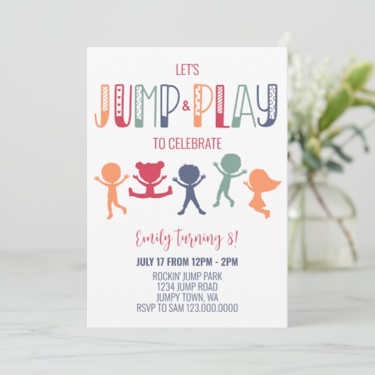 Trampoline springen en spelen Verjaardagsfeestje U Kaart (Staand voorkant)
