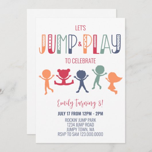 Trampoline springen en spelen Verjaardagsfeestje U Kaart (Voorkant / Achterkant)