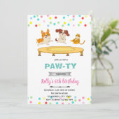 Trampoline springen kattehondenparethema kaart (Staand voorkant)