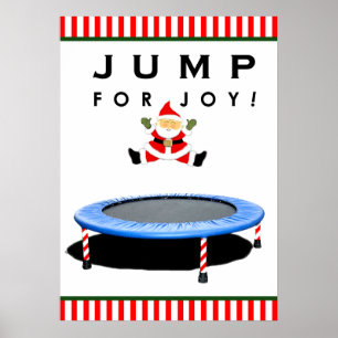 Trampoline springende kerstman poster