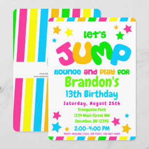 Trampoline Springpark Feest in neonkleuren Kaart