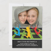 Trampoline Twins Verjaardag 2 Foto Kaart (Voorkant)