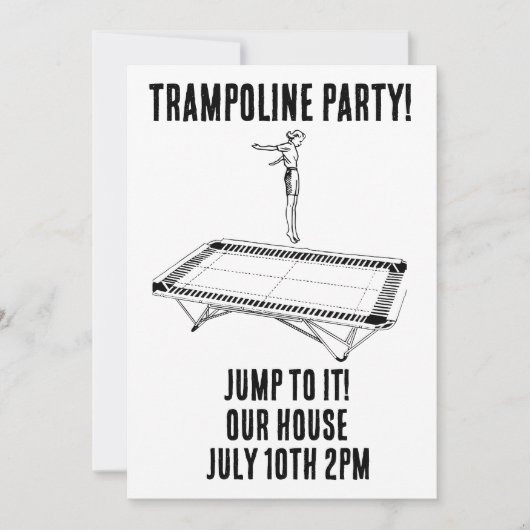 TRAMPOLINE VERJAARDAG FEEST aangepaste uitnodiging (Voorkant)