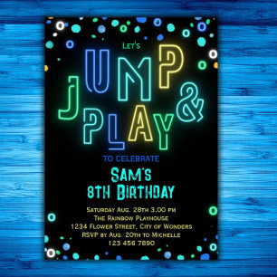 Trampoline Verjaardag Neon Glow Spring Feest Feest Kaart