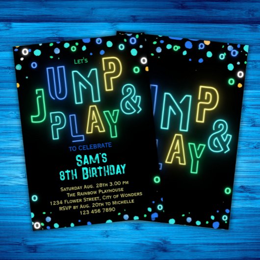 Trampoline Verjaardag Neon Glow Spring Feest Feest Kaart