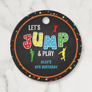 Trampoline Verjaardag Ronde Favor Tag - Jongen Bedankjes Labels