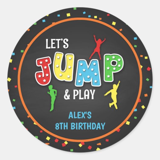 Trampoline Verjaardag Sticker - Boy (Voorkant)