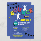 Trampoline Verjaardag Uitnodiging Jump Bounce Part (Voorkant / Achterkant)