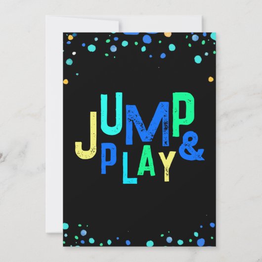 Trampoline Verjaardag Uitnodiging Jump Play Party (Achterkant)