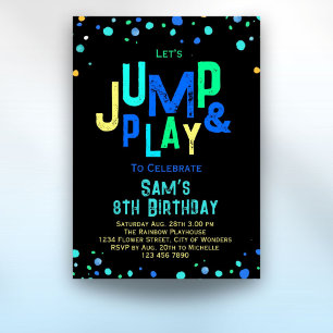 Trampoline Verjaardag Uitnodiging Jump Play Party