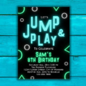Trampoline Verjaardag Uitnodiging Neon Jump Party