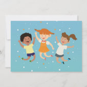 Trampoline Verjaardagsfeestje Blauwe Jongens Bounc Kaart (Achterkant)