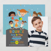 Trampoline Verjaardagsfeestje Blauwe Jongens Bounc Kaart (Voorkant / Achterkant)