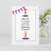 Trampoline verjaardagsfeestje foto kaart (Staand voorkant)