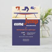 Trampoline verjaardagsfeestje kaart (Staand voorkant)