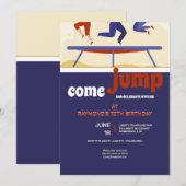 Trampoline verjaardagsfeestje kaart (Voorkant / Achterkant)