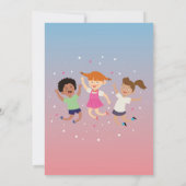 Trampoline verjaardagsfeestje roze meisjes springe kaart (Achterkant)