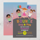 Trampoline verjaardagsfeestje roze meisjes springe kaart (Voorkant / Achterkant)