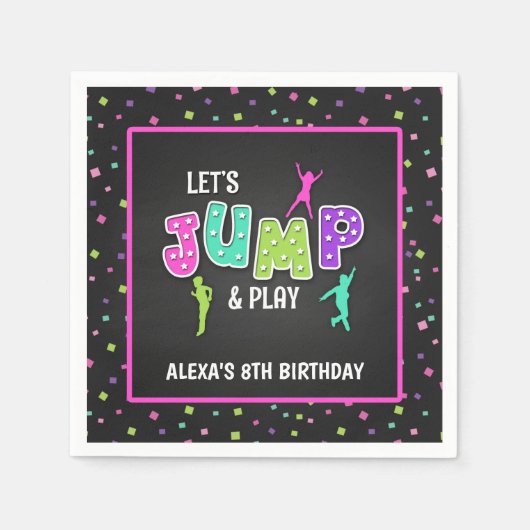 Trampoline Verjaardagsfeestje Servet - Meisje (Voorkant)