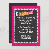 Trampoline verjaardagsfeestje uitnodiging roze (Voorkant / Achterkant)