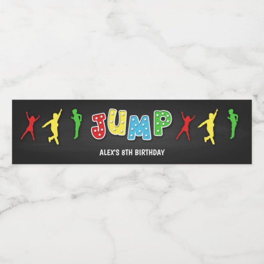 Trampoline Verjaardagsfeestje Waterfles Label - Jo Waterfles Etiket (Enkel label)