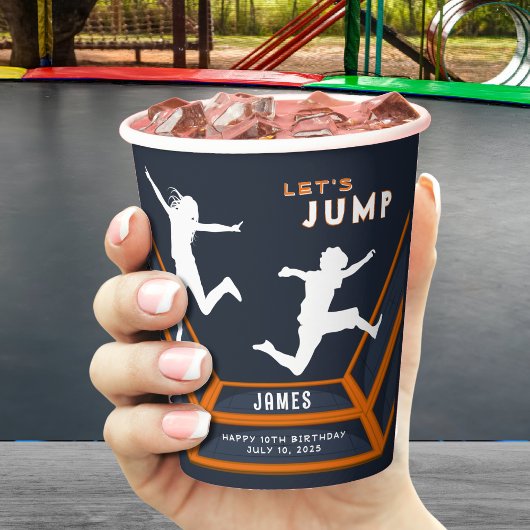 Trampolinepark Laten we Sinaasappel verjaardagsfee Papieren Bekers