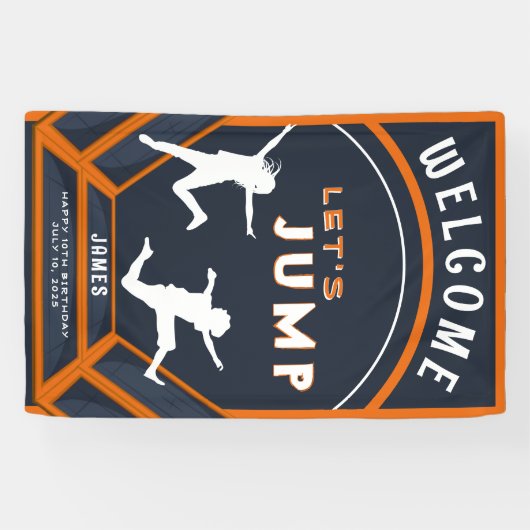 Trampolinepark Laten we Sinaasappel verjaardagsfee Spandoek (Horizontaal)